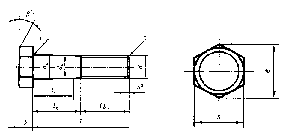 熱鍍鋅六角螺栓結構圖
